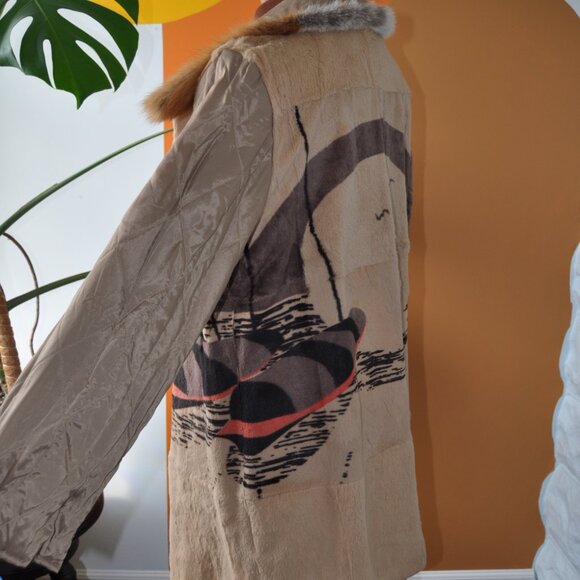 ANNA KEL vintage 2 in 1 corduroy jacket REAL FUR - Picture 3 of 10